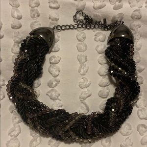 Braided black necklace